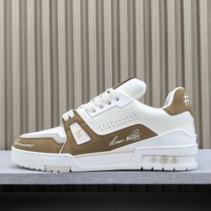 Trainer leather low-top lace-up fashionable casual sneakers - Image 1