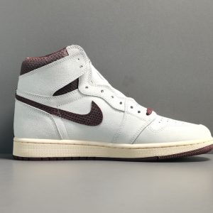 A Ma Maniere x Air Jordan 1 Retro High OG SP＂sail and Burgundy＂Retro Leisure Basketball Shoes - Image 5