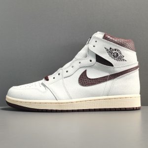 A Ma Maniere x Air Jordan 1 Retro High OG SP＂sail and Burgundy＂Retro Leisure Basketball Shoes - Image 1