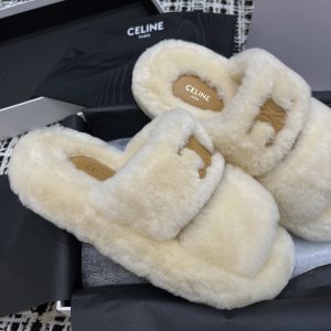 Open Toe Fur Logo Slip-On Shoes - Image 3