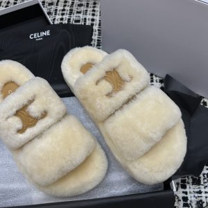 Open Toe Fur Logo Slip-On Shoes - Image 2