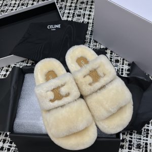 Open Toe Fur Logo Slip-On Shoes - Image 7