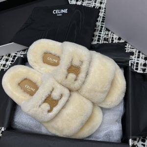 Open Toe Fur Logo Slip-On Shoes - Image 1