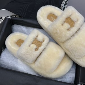 Open Toe Fur Logo Slip-On Shoes - Image 9