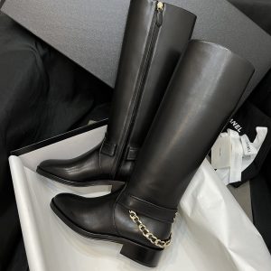 Plain Toe Street Style Chain Bridal Logo Boots Boots - Image 1