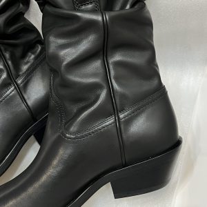 Casual Style Street Style Plain Leather Logo Mid Heel Boots - Image 11