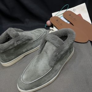 Open Walk Suede Calf Skin Fur Butter Loafers - Image 4