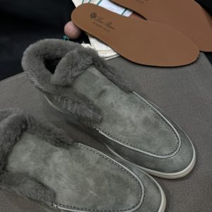 Open Walk Suede Calf Skin Fur Butter Loafers - Image 3