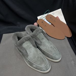 Open Walk Suede Calf Skin Fur Butter Loafers - Image 1